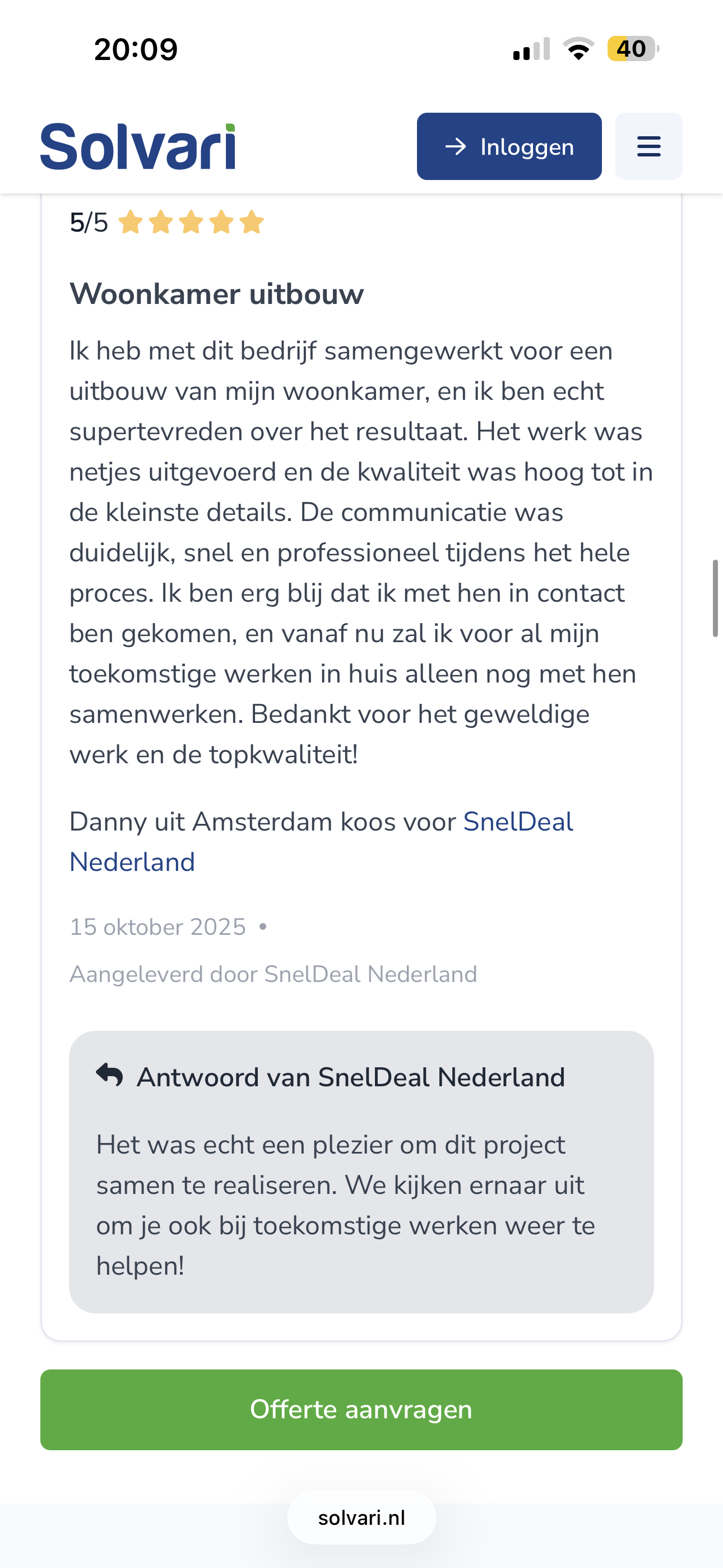 WhatsApp-bericht: badkamer succesvol opgeleverd